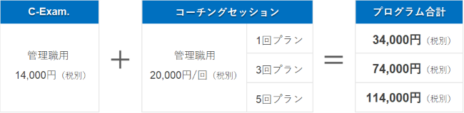 管理職用（次長・課長クラス向け） 料金表